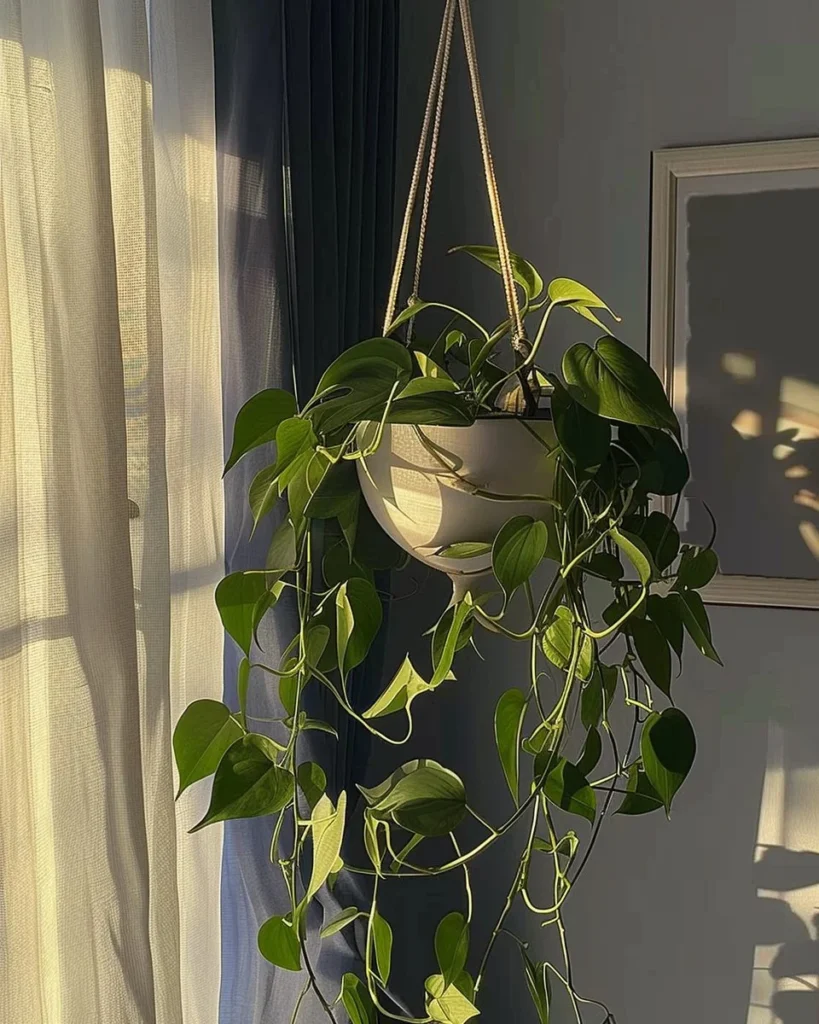 Aesthetic room featuring various house plants and lush vines for a natural vibe.