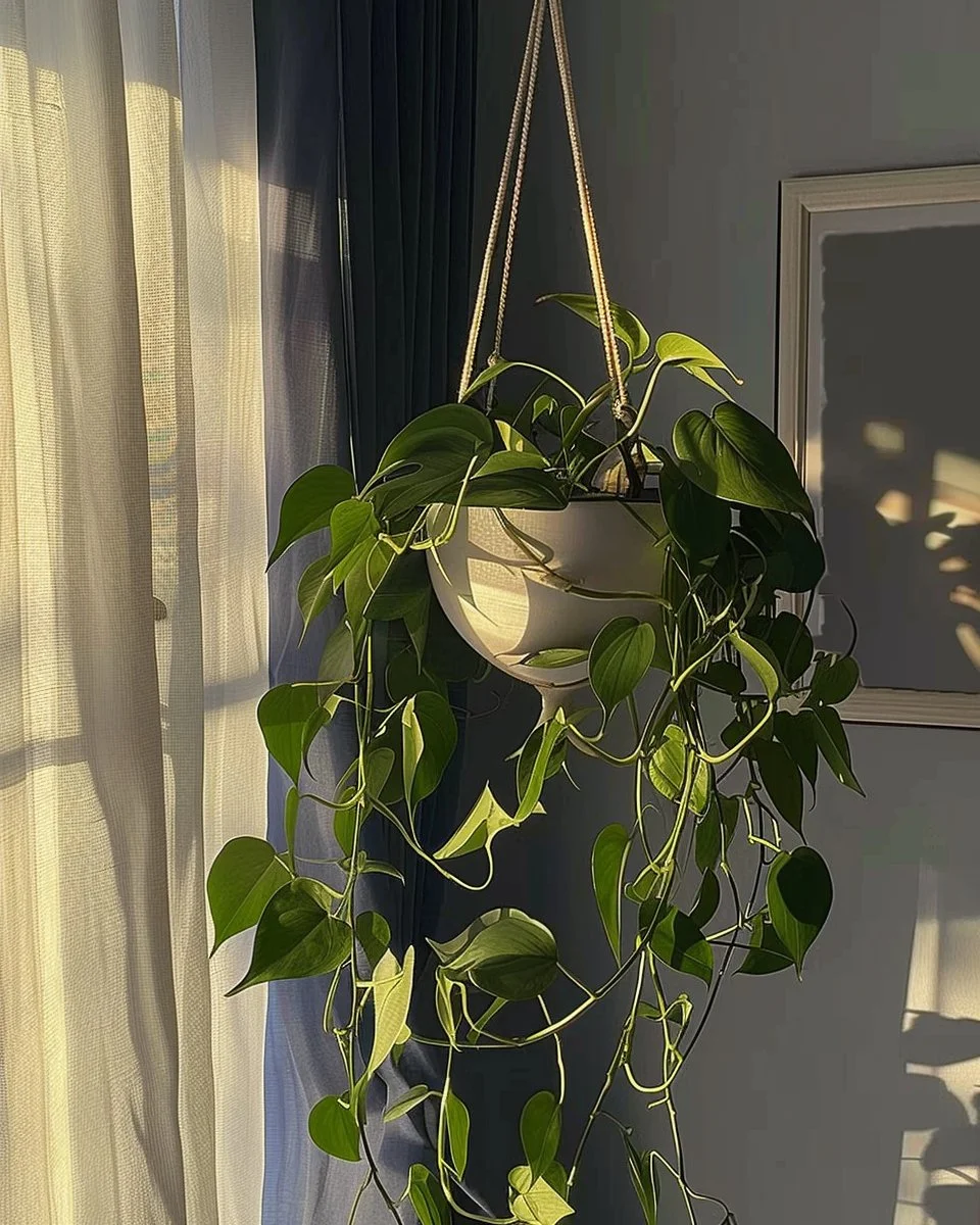 Aesthetic room featuring various house plants and lush vines for a natural vibe.