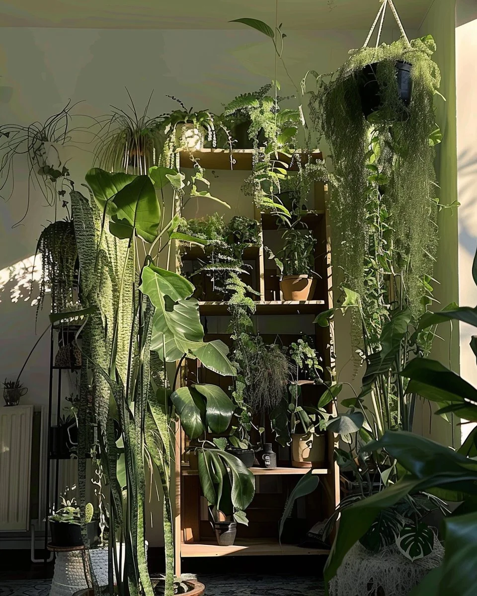 A beautiful plant heaven featuring diverse greenery and colorful flowers.