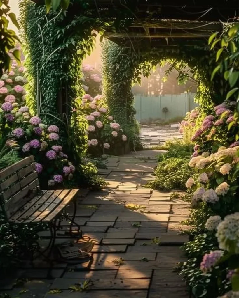 Beautiful romantic secret garden designs featuring lush plants and cozy corners.