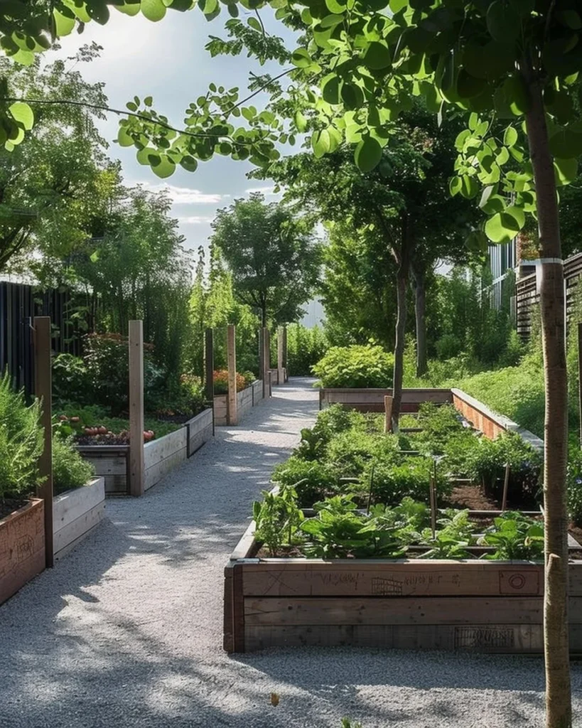 Small orchard garden layout plan with fruit trees and plant arrangements