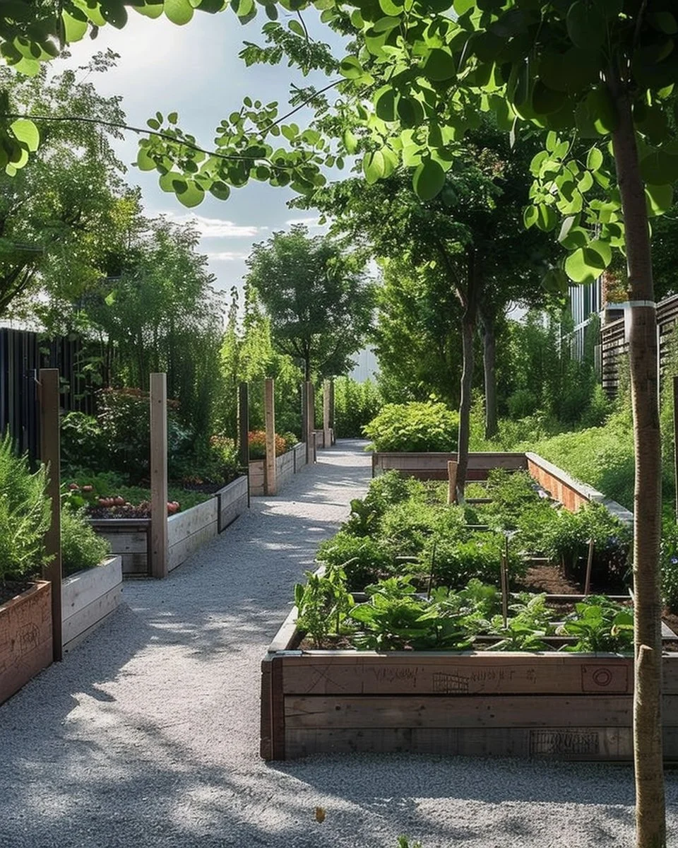 Small orchard garden layout plan with fruit trees and plant arrangements