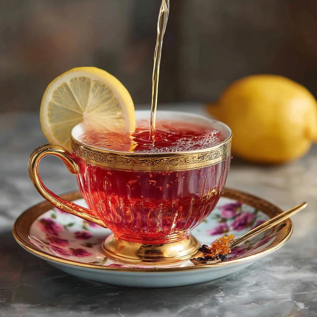 A selection of herbal and fruity teas for kids in colorful mugs.