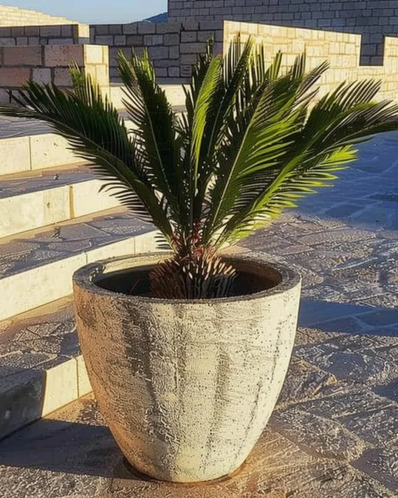 Stunning entryway featuring vibrant eye-catching plants in decorative pots.