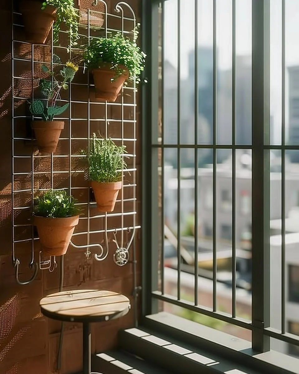 Vertical herb garden featuring various herbs in a creative space-saving design.