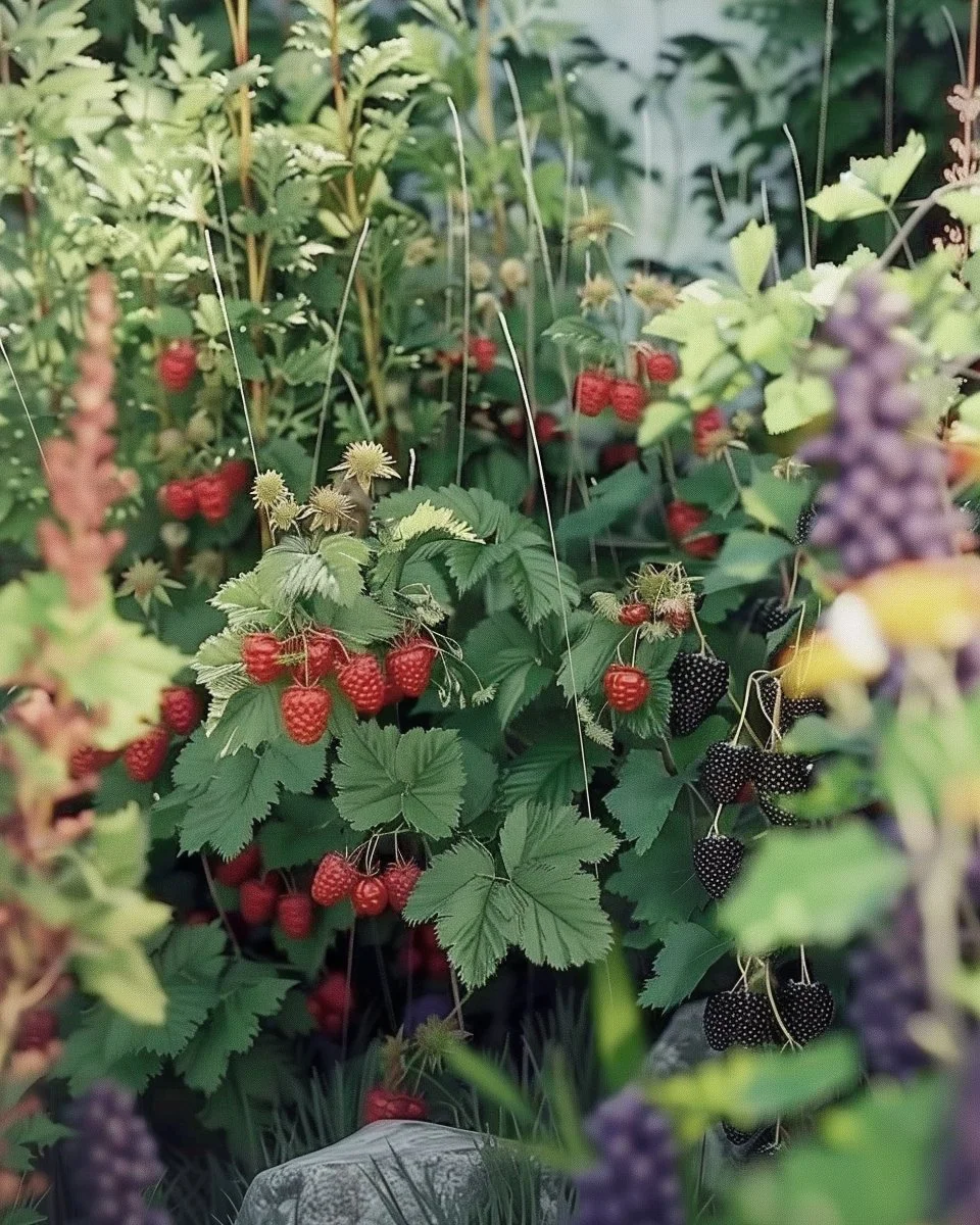 Close-up of a thriving edible garden filled with vegetables and herbs.