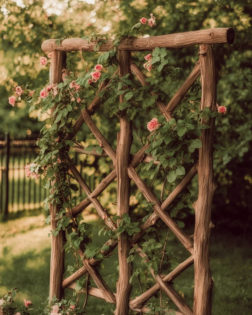 Innovative DIY garden trellis designs for climbing plants and garden aesthetics.