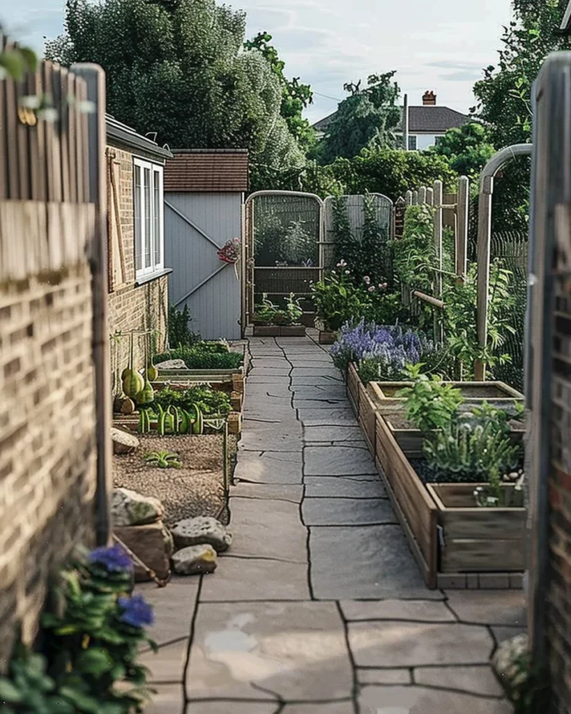 Beautiful garden design with blooming flowers and lush greenery.