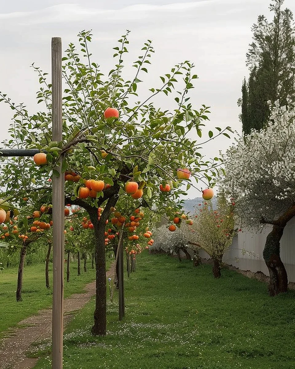 Inspiring backyard orchard ideas with various fruit trees and garden layouts.