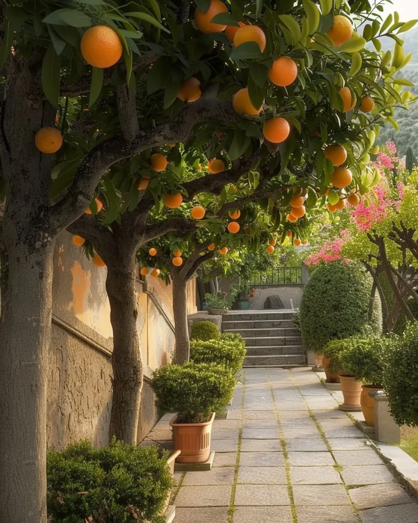 Beautiful Moroccan garden featuring colorful plants and traditional design elements.