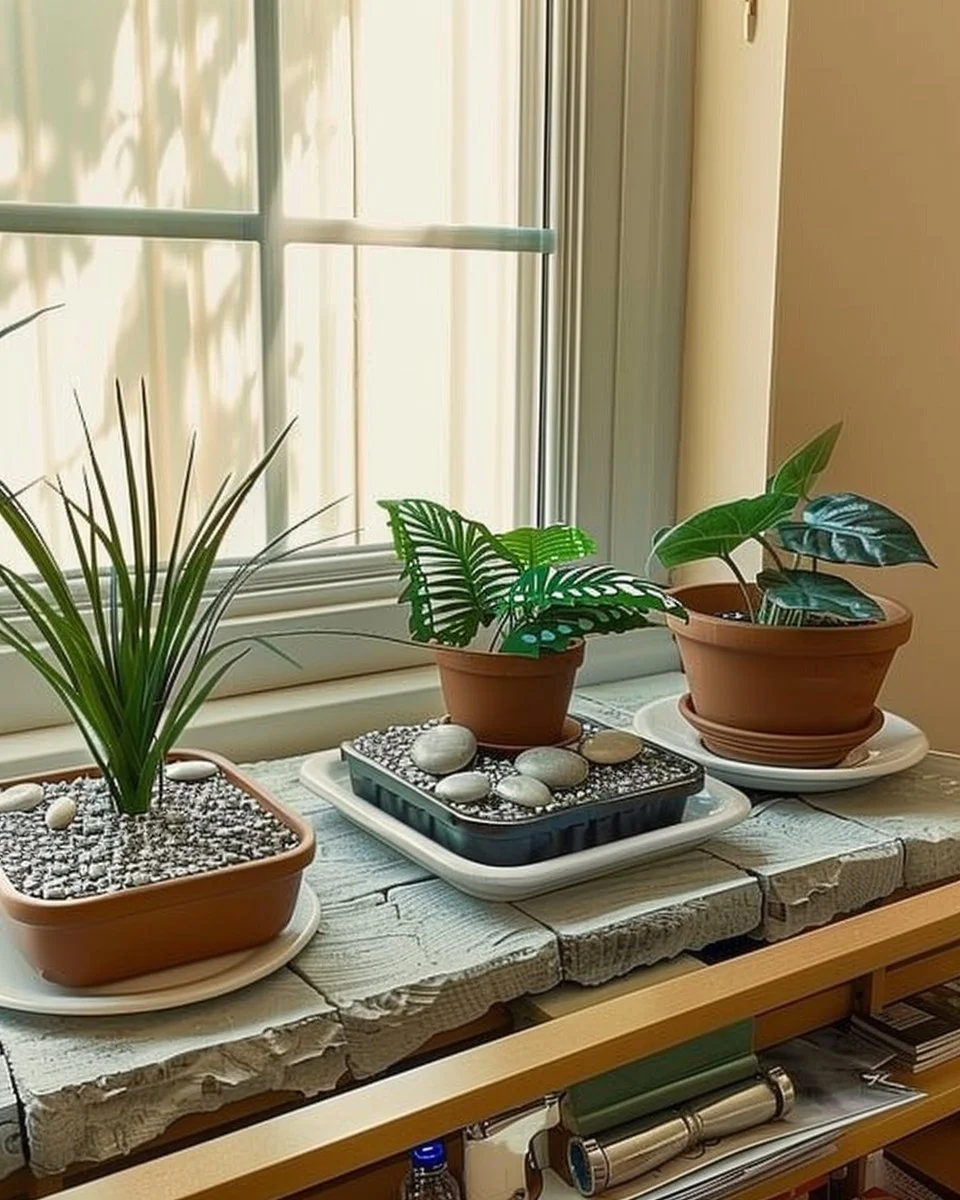 Humidity tray ideas using household items for plants