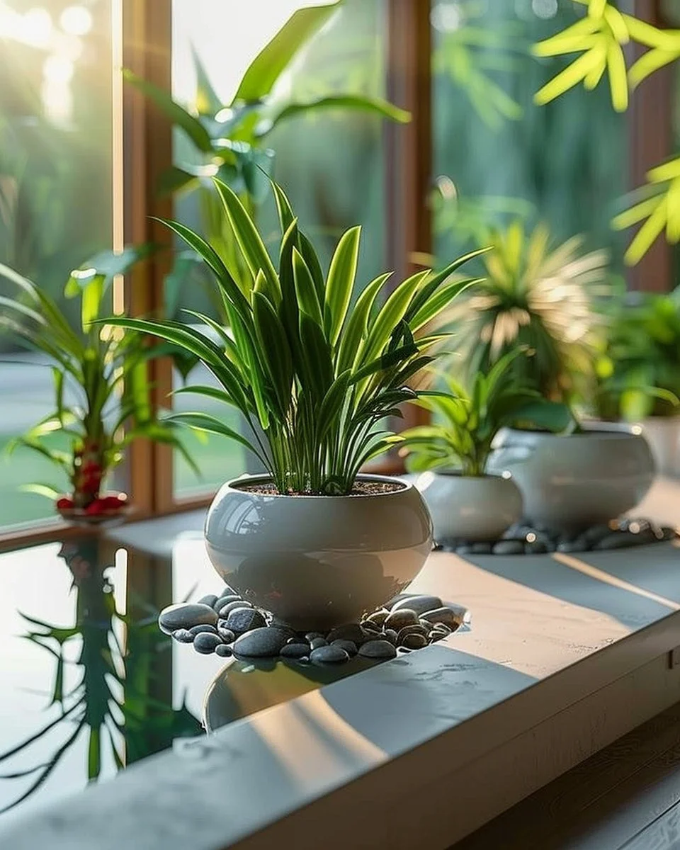 Healthy lucky bamboo plant in a decorative pot for prosperity and charm.