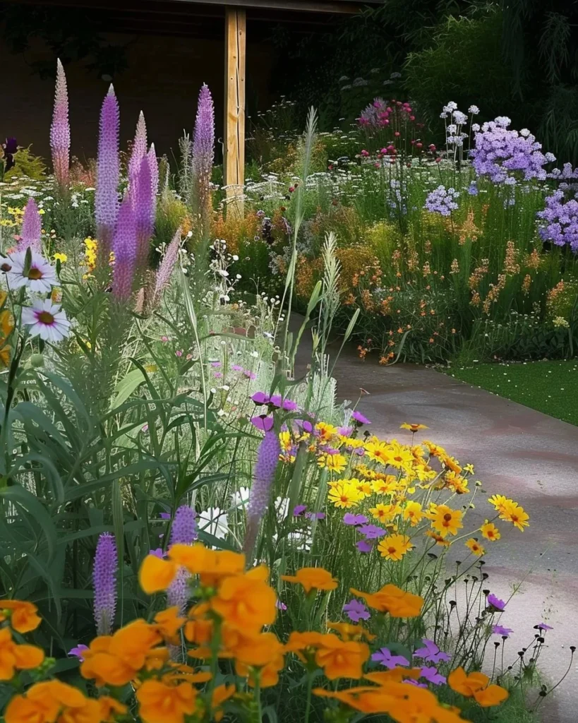 3-tier cottage garden plan for beginners with flowers and plants