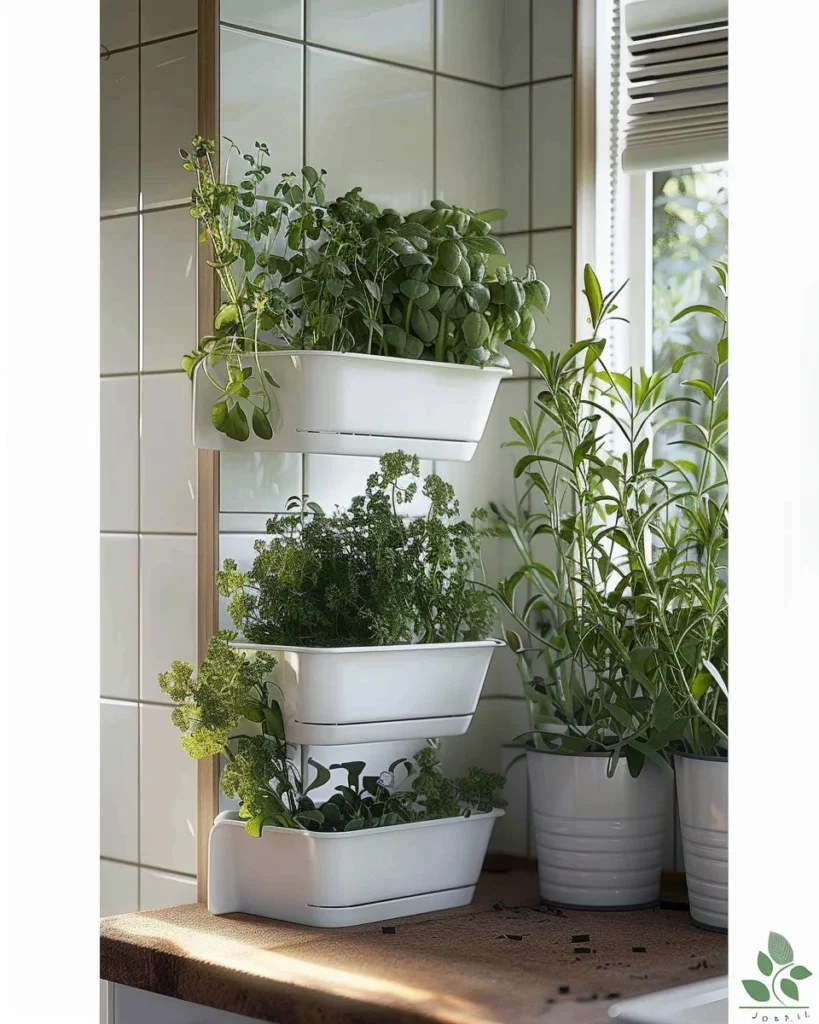 Beautiful indoor herb garden setup in a stylish kitchen