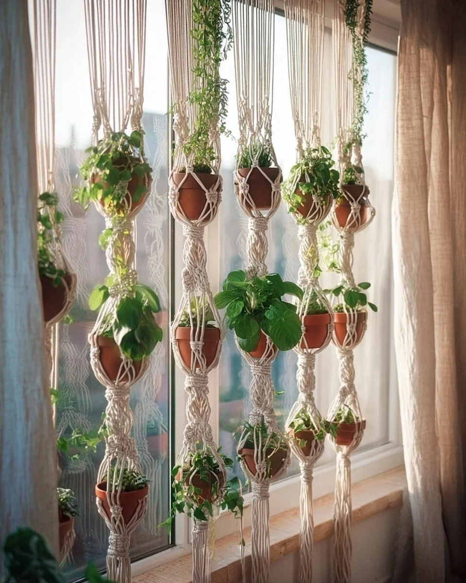 Macrame Curtain with Plants Free Patterns to Upgrade Your Décor