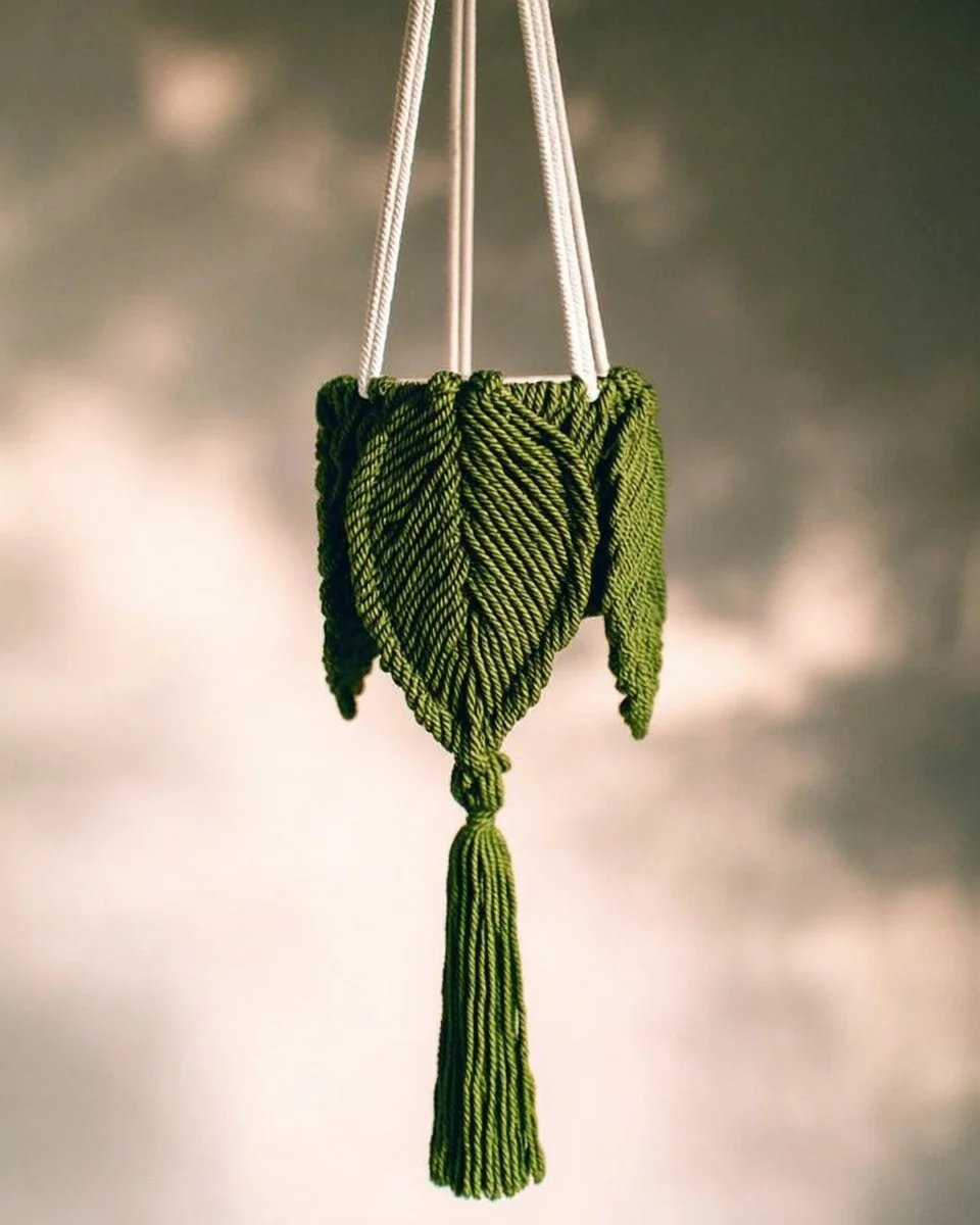 DIY macrame leaf plant hanger patterns for home decor