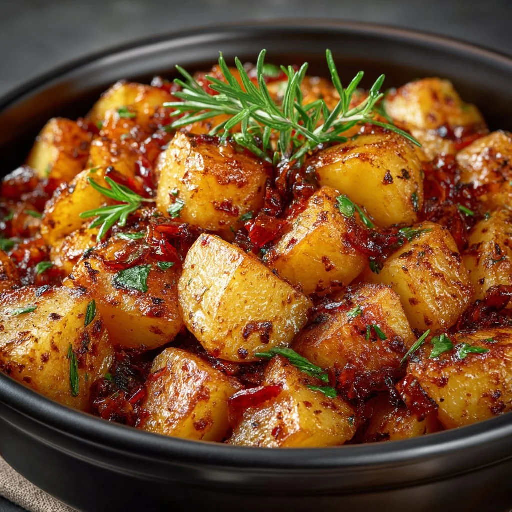 Savory slow cooker Lipton onion potatoes served as a flavorful side dish